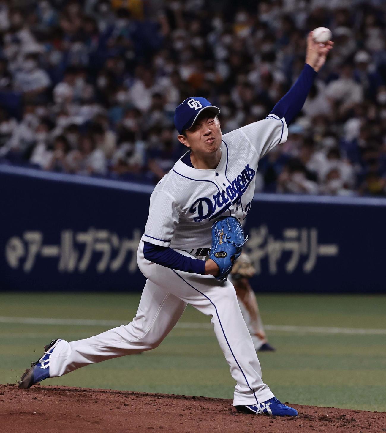 中日対阪神　中日先発の松葉（撮影・上田博志）