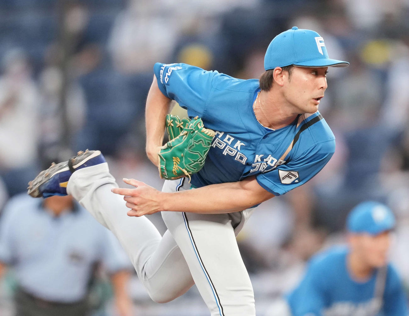 ロッテ対日本ハム　日本ハム先発の上原（撮影・菅敏）