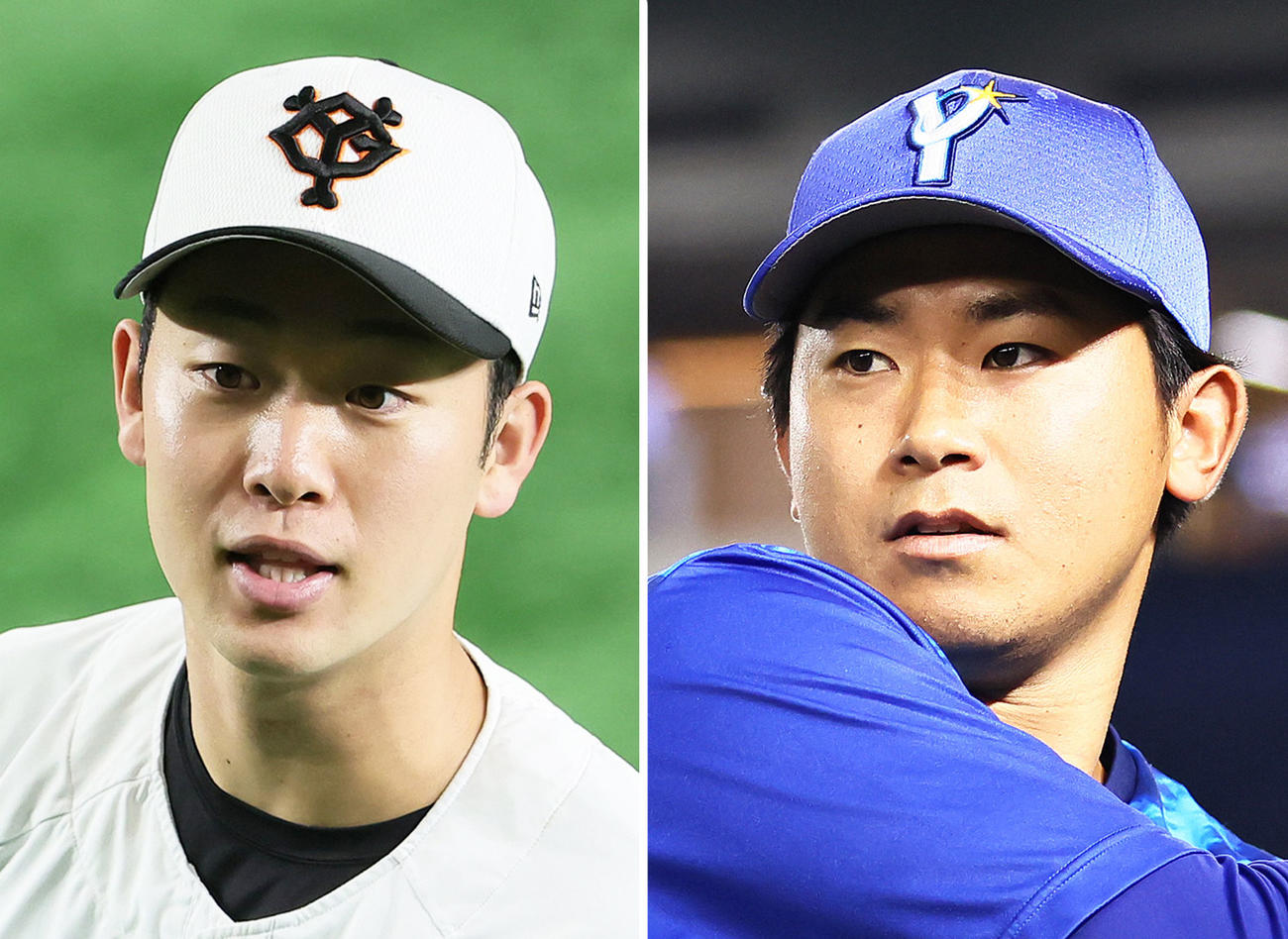 左から巨人山崎伊織、DeNA今永昇太