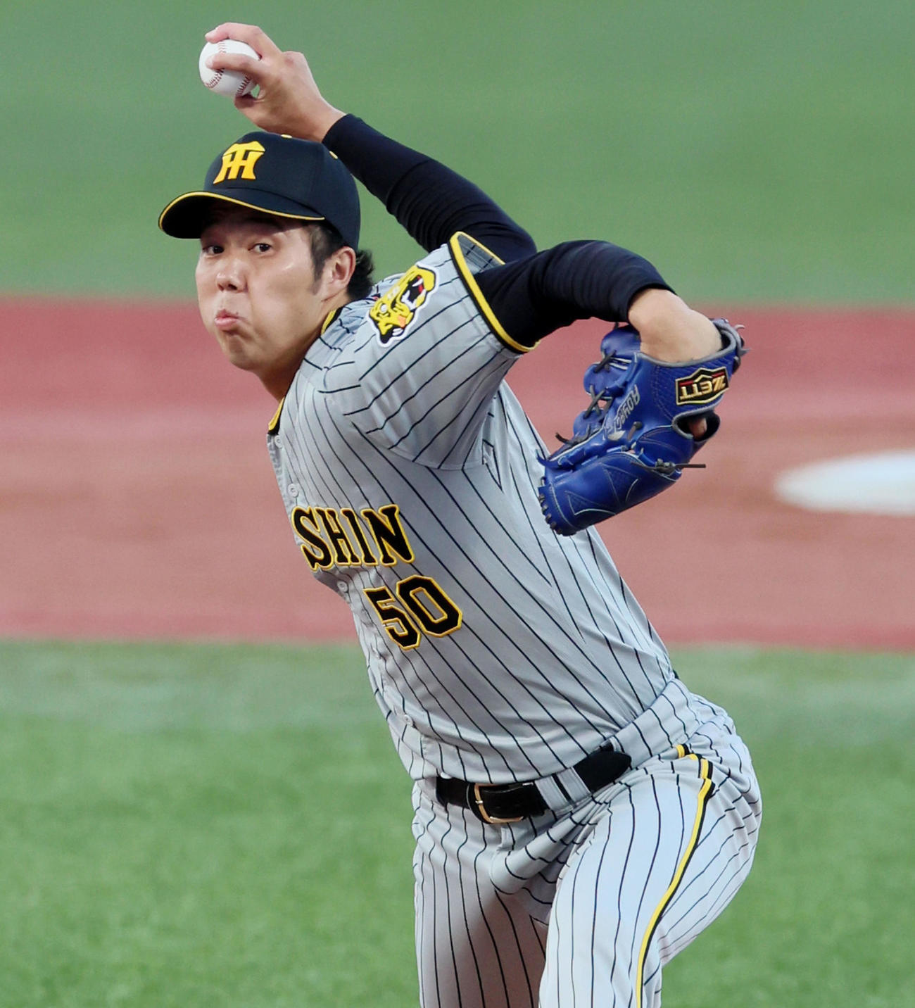 ヤクルト対阪神　3安打完封で9勝目を挙げた青柳（撮影・加藤哉）