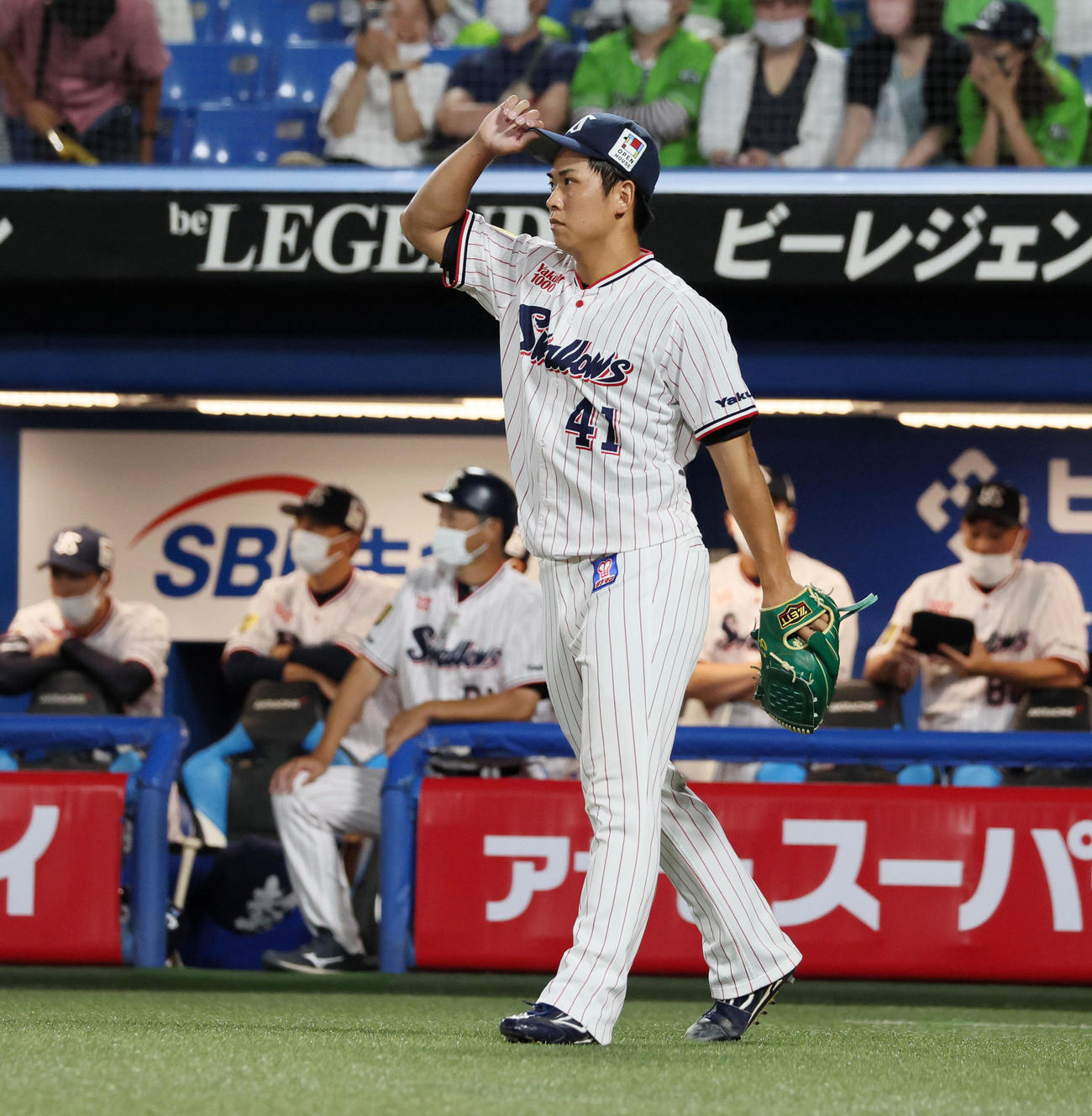 ヤクルト対阪神　7回表阪神1死満塁、柴田は島田に左前適時打を打たれ失点（撮影・加藤哉）