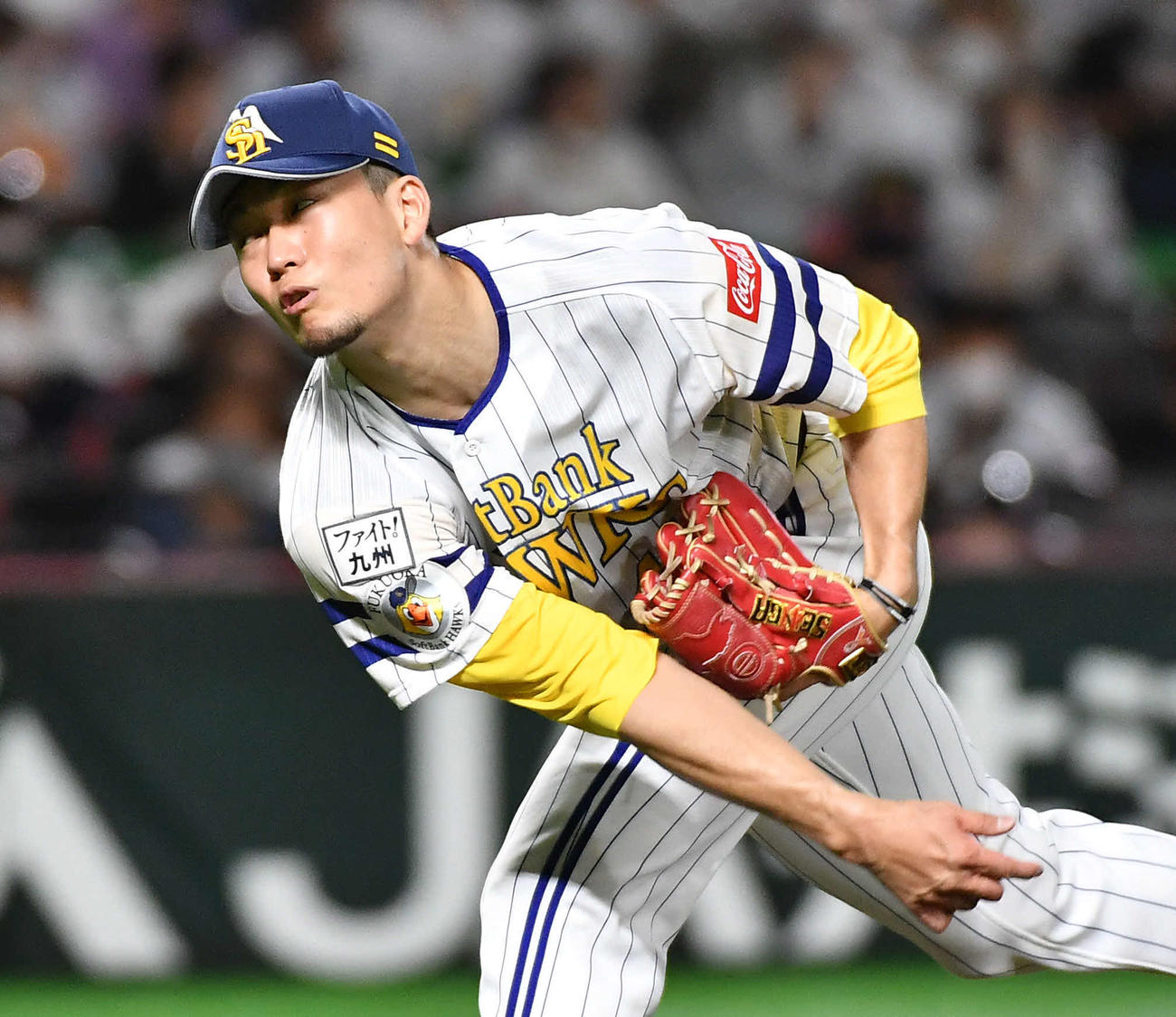 ソフトバンク対オリックス　ソフトバンク先発の千賀（撮影・岩下翔太）