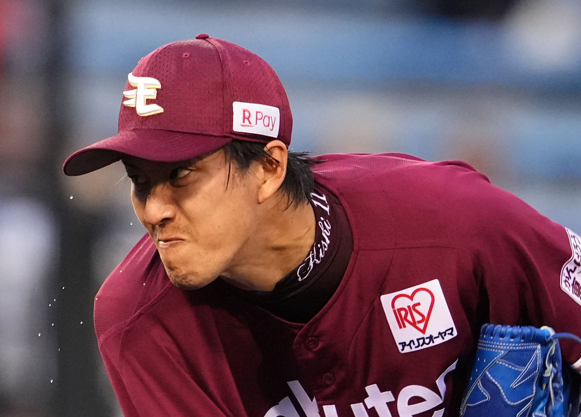 日本ハム対楽天　力投する楽天先発の岸（撮影・横山健太）