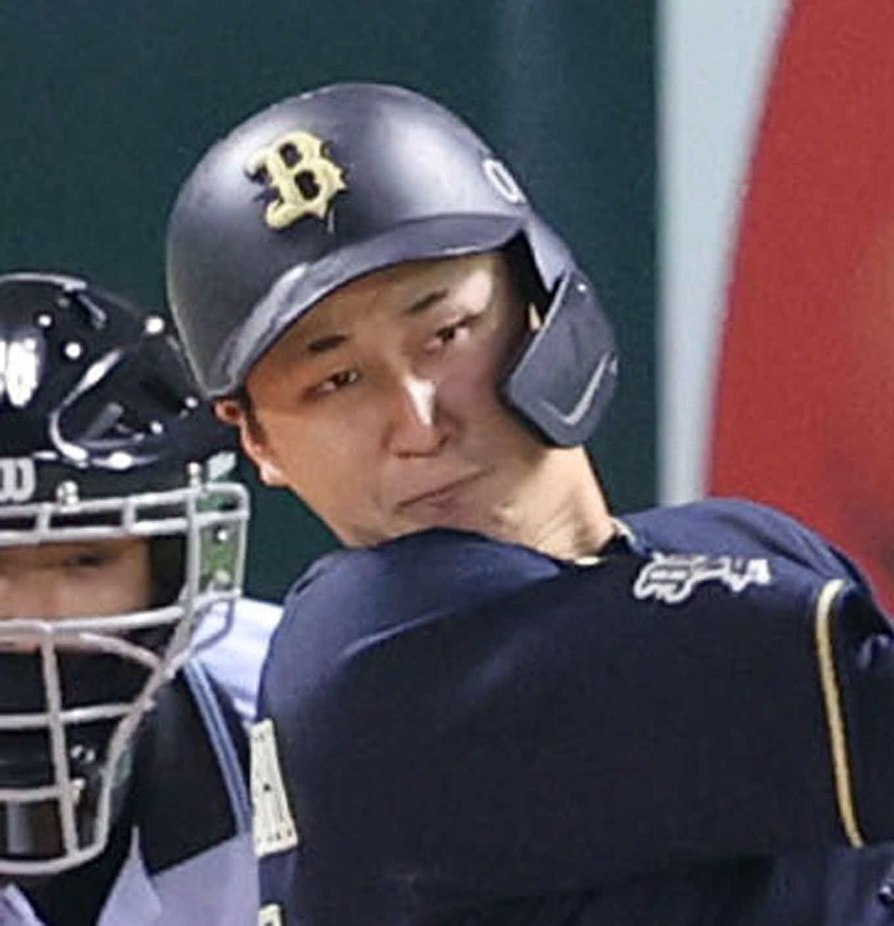 ソフトバンク対オリックス　8回表オリックス無死、紅林は左越え勝ち越し本塁打を放った紅林だが、眉毛が半分にされていた（撮影・梅根麻紀）