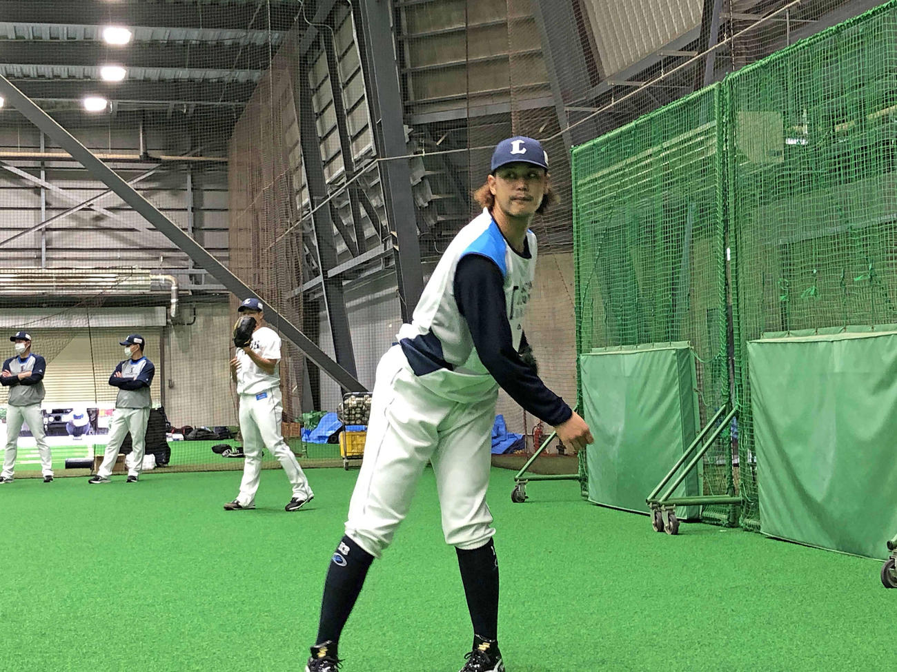 日本ハム戦へ向けて調整する西武高橋（球団提供）