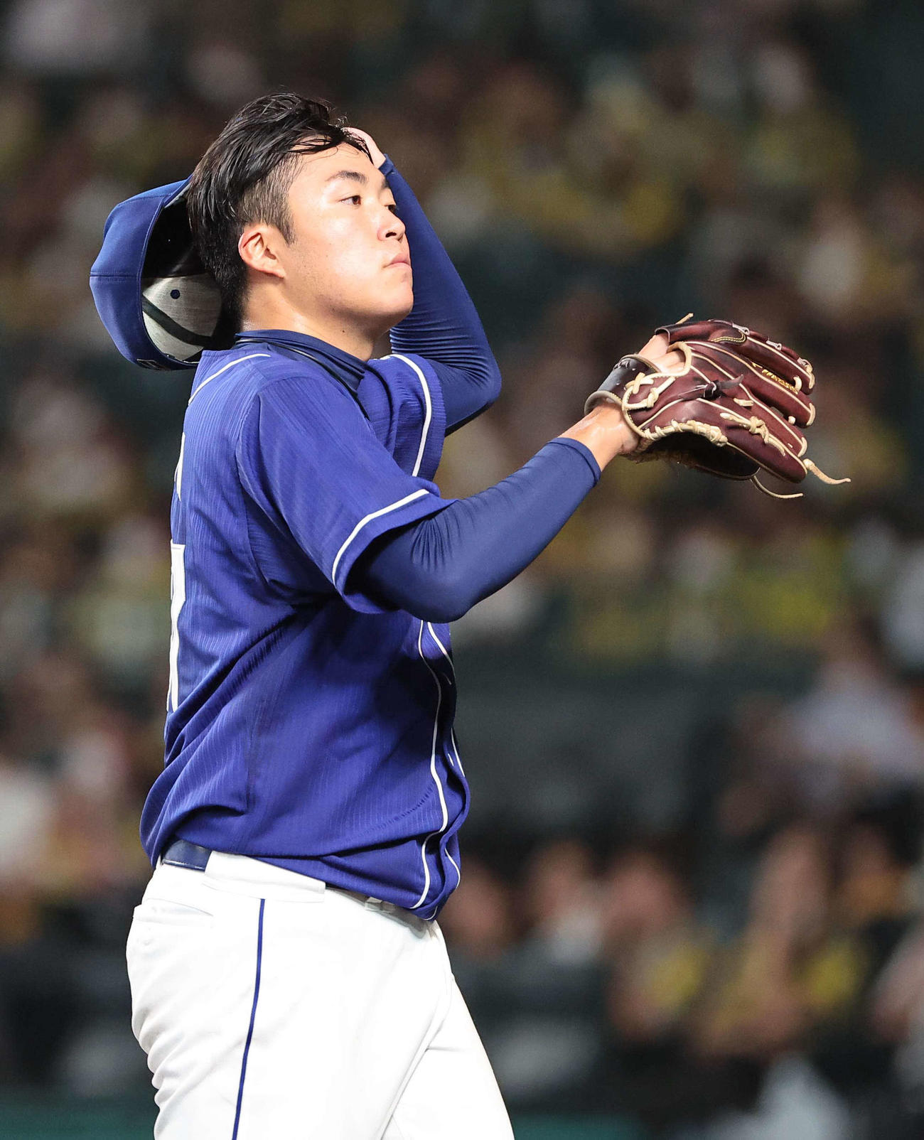 阪神対中日　5回2失点と好投する上田（撮影・上田博志）