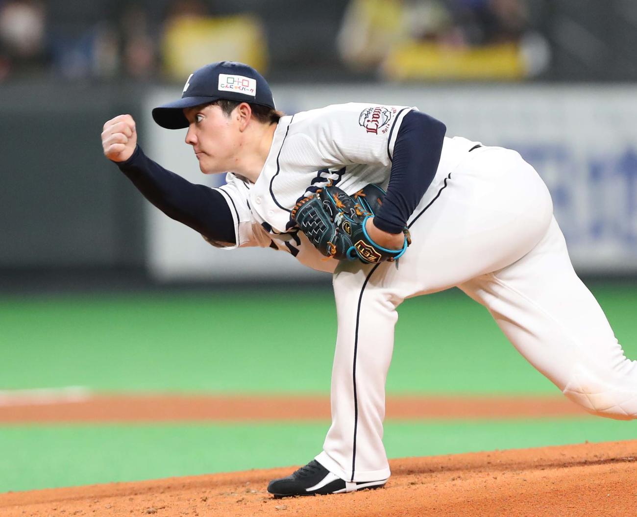 日本ハム対西武　西武先発の与座（撮影・黒川智章）