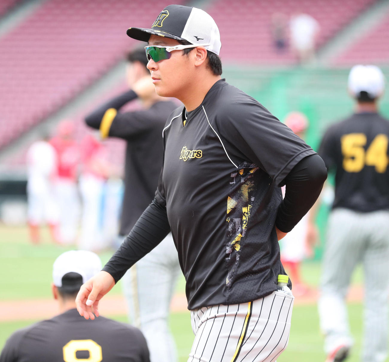 チームに合流した大山悠輔（撮影・梅根麻紀）