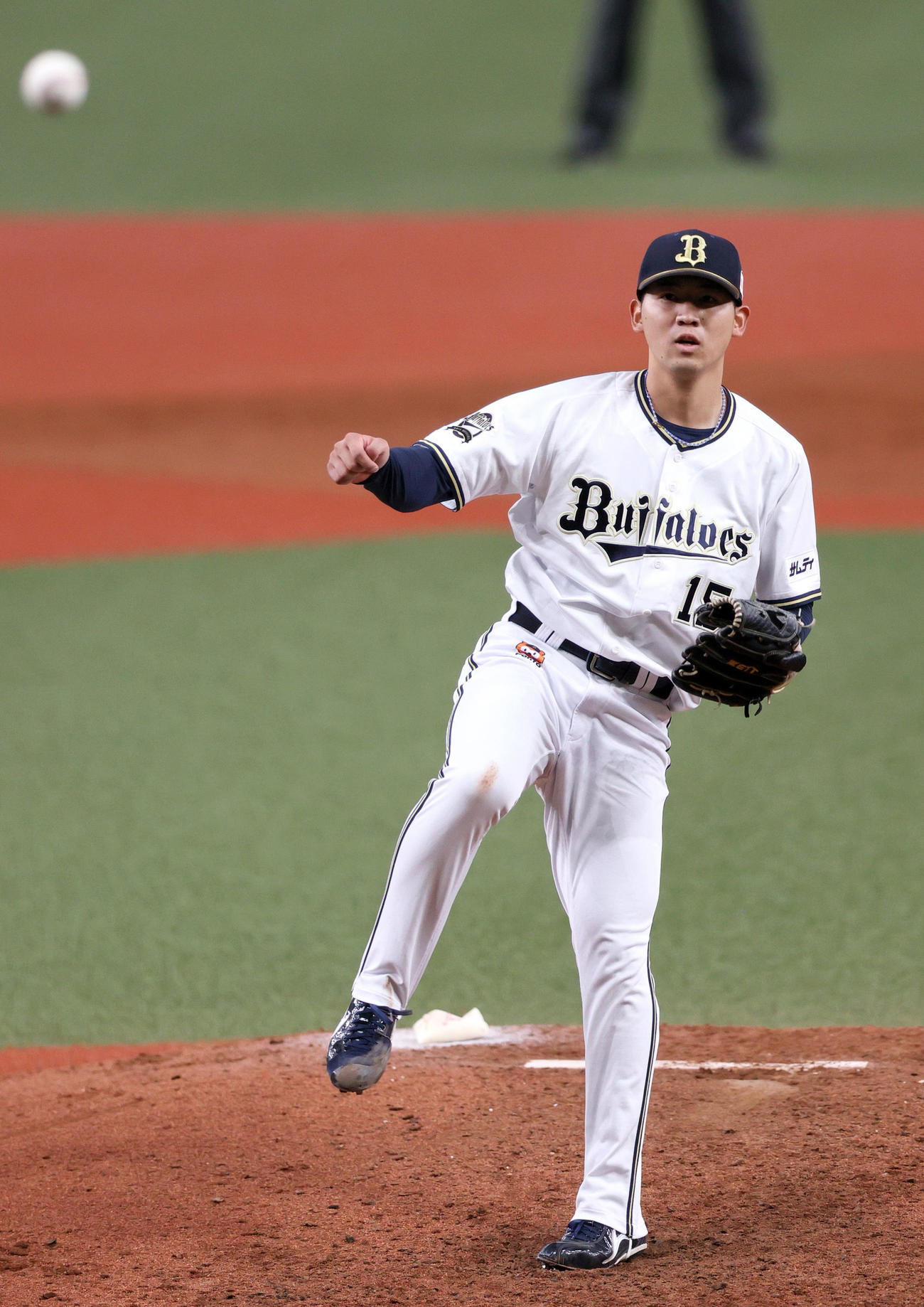 オリックス対日本ハム　9回表日本ハム2死、椋木は代打佐藤に中前打を浴びノーヒットノーランを逃す（撮影・上山淳一）