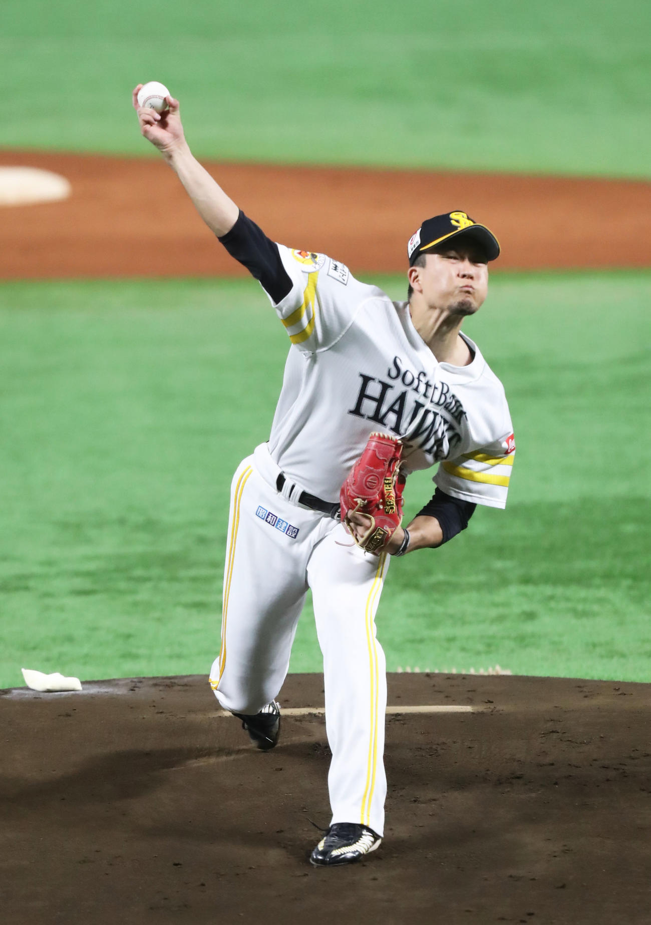 ソフトバンク対楽天　ソフトバンク先発の千賀（撮影・屋方直哉）