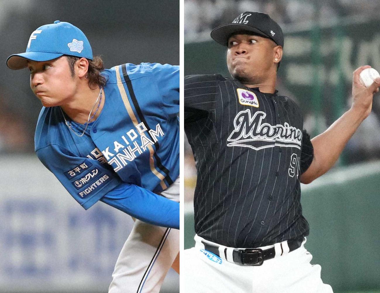 日本ハム伊藤（左）とロッテ・ロメロ