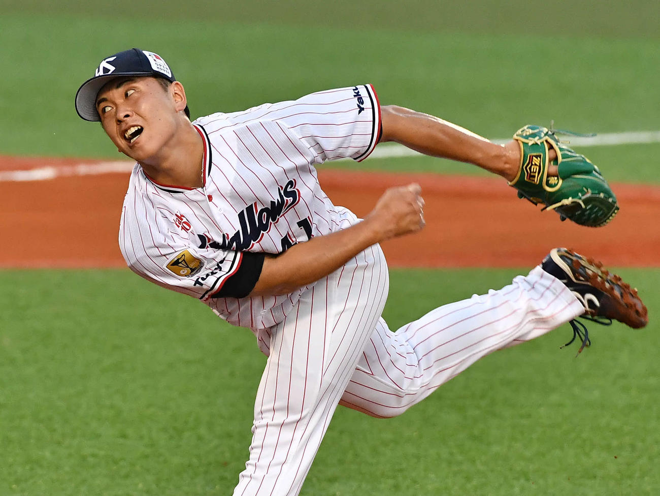 イースタン対ウエスタン　4回表から登板した、イースタン4番手のヤクルト柴田（撮影・岩下翔太）