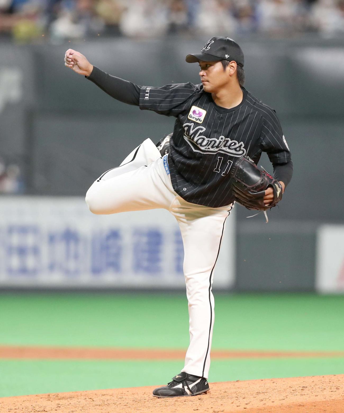 日本ハム対ロッテ　4回に登板の佐々木千（撮影・黒川智章）