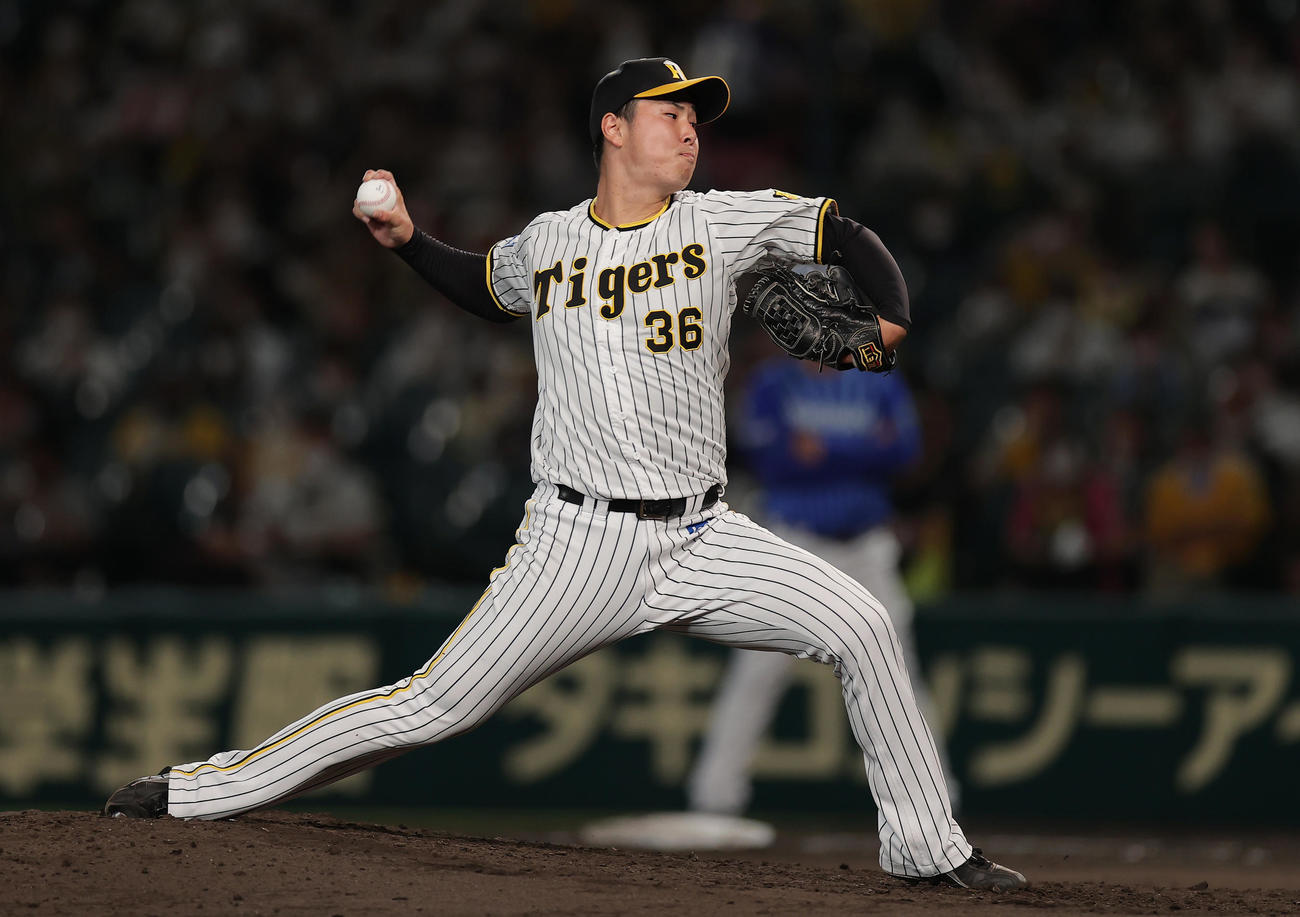 阪神対DeNA 7回表、阪神2番手で登板する浜地（撮影・前田充）