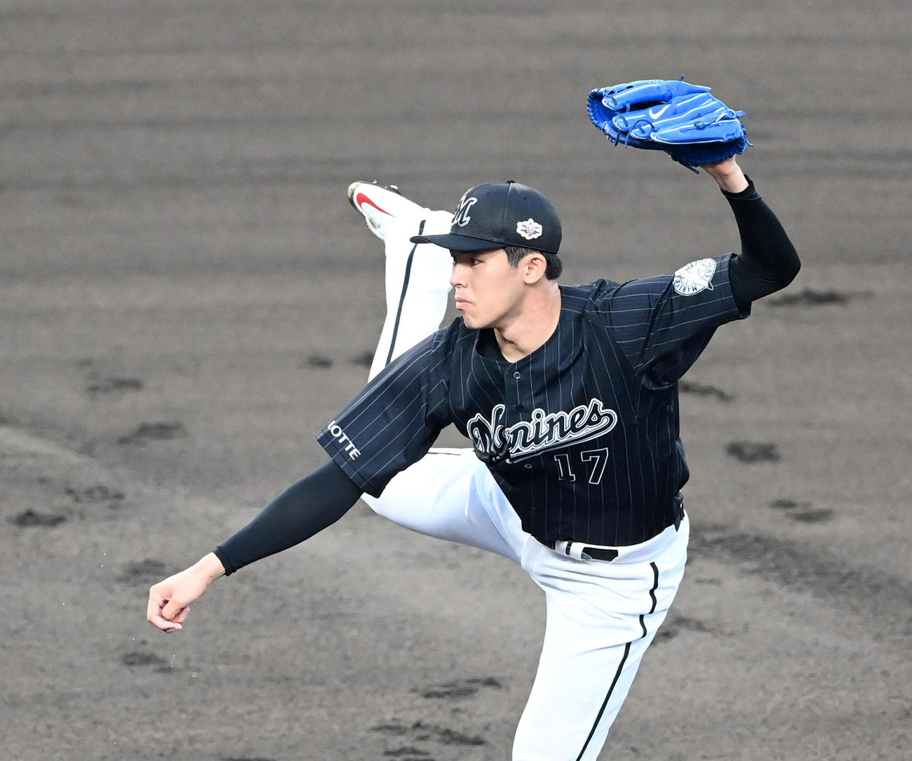 全セ対全パ　全パ先発の佐々木朗（撮影・前岡正明）