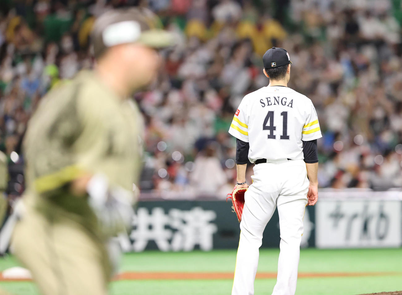 ソフトバンク対西武　4回表西武2死一、二塁、山川穂高に勝ち越しとなる3点本塁打を浴びた千賀滉大（撮影・梅根麻紀）