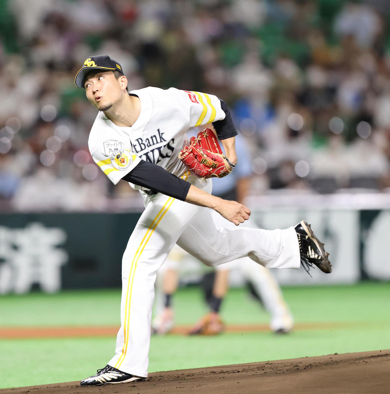ソフトバンク対西武　ソフトバンク先発の千賀（撮影・梅根麻紀）
