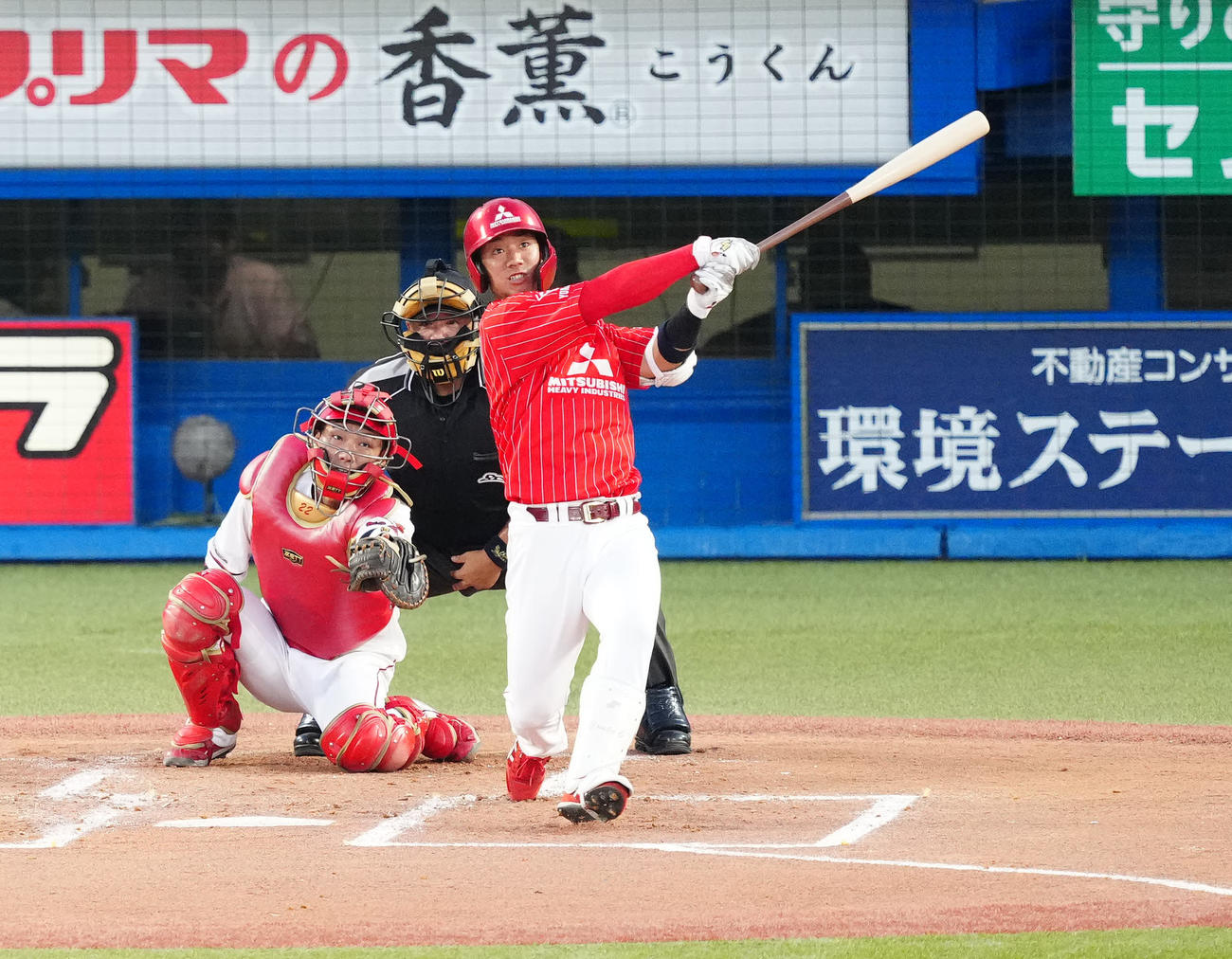 U23NPB選抜対大学・社会人選抜　2回表大学・社会人選抜無死一、二塁、右前打を放つ中山（撮影・江口和貴）