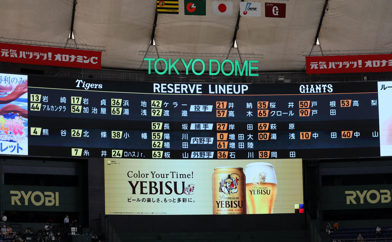 巨人対阪神　両チームベンチ入りメンバー（撮影・加藤哉）