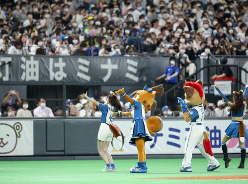日本ハム対ソフトバンク　「きつねダンス」を披露する乃木坂46の金川紗耶（撮影・佐藤翔太）