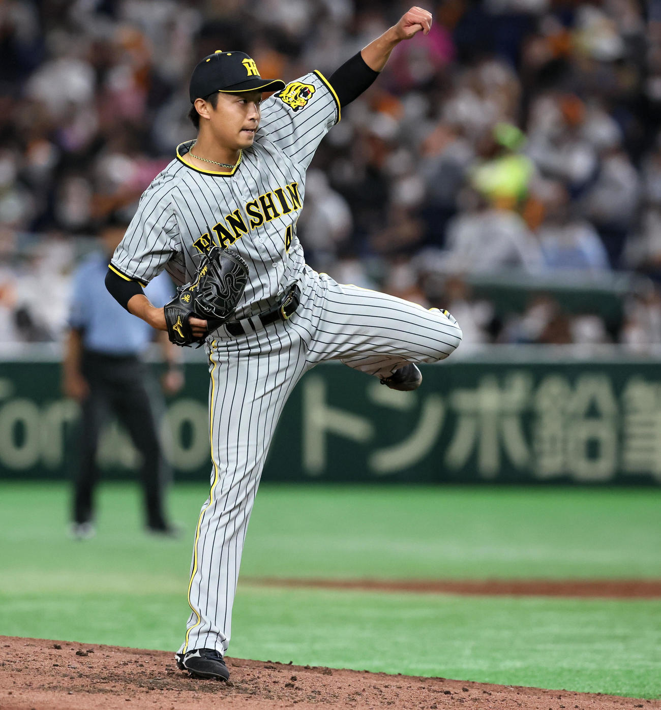 巨人対阪神　6回裏、阪神4番手で登板する島本（撮影・加藤哉）