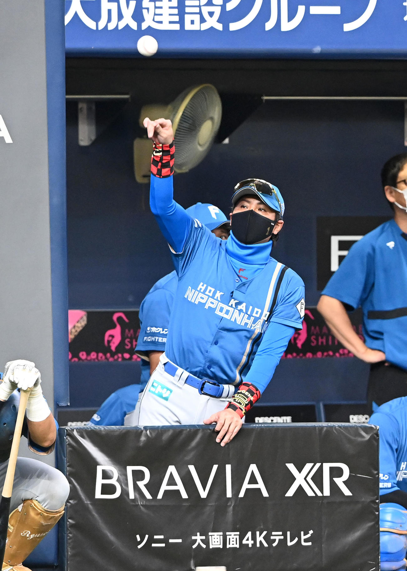 オリックス対日本ハム　9回表日本ハム1死、片岡のプロ初安打の判定がリクエストで変わりボールを返す新庄監督（撮影・前岡正明）