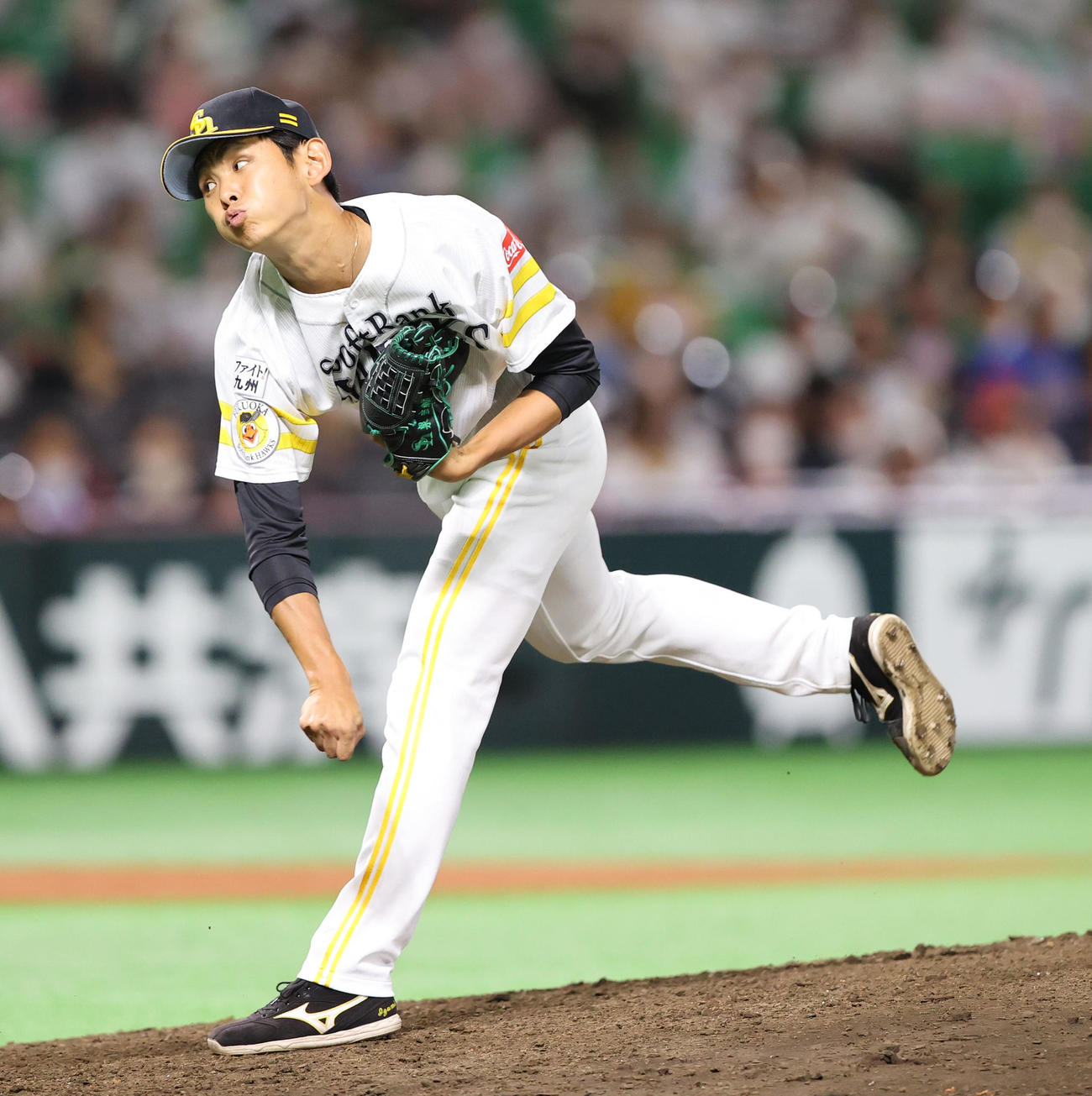 ソフトバンク対楽天　6番手として登板した泉（撮影・梅根麻紀）