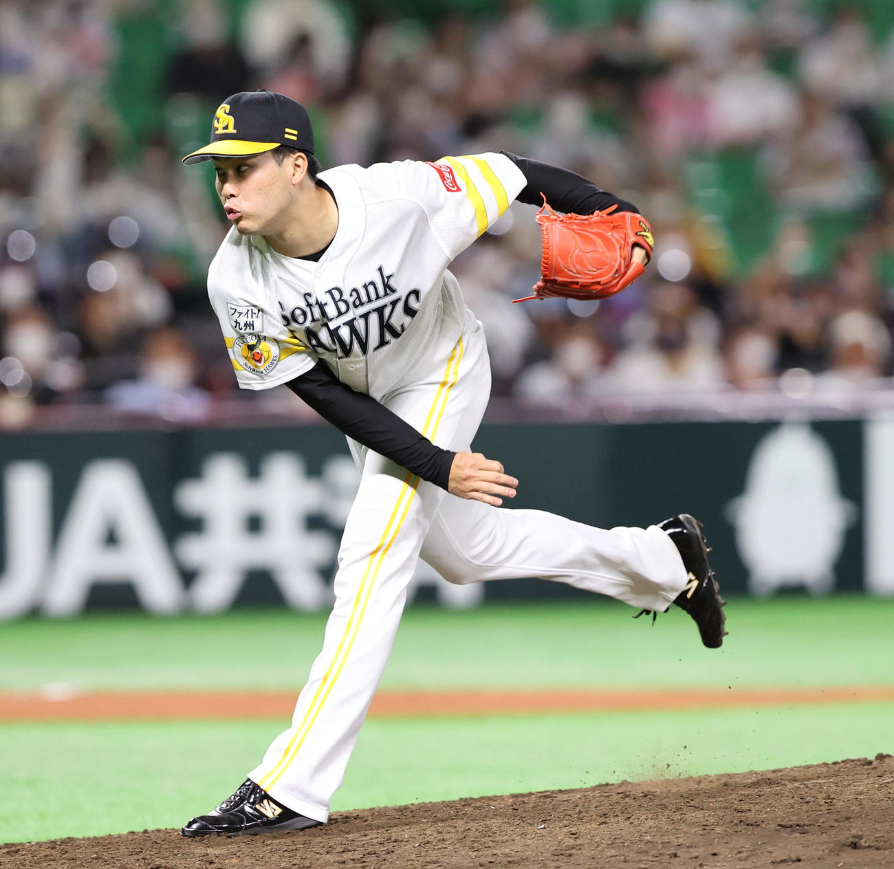 ソフトバンク対楽天　8回に登板した藤井（撮影・梅根麻紀）