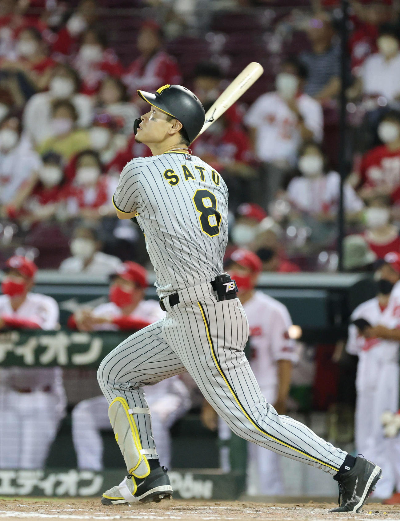 広島対阪神　8回表阪神1死二、三塁、佐藤輝は中犠飛（撮影・加藤孝規）