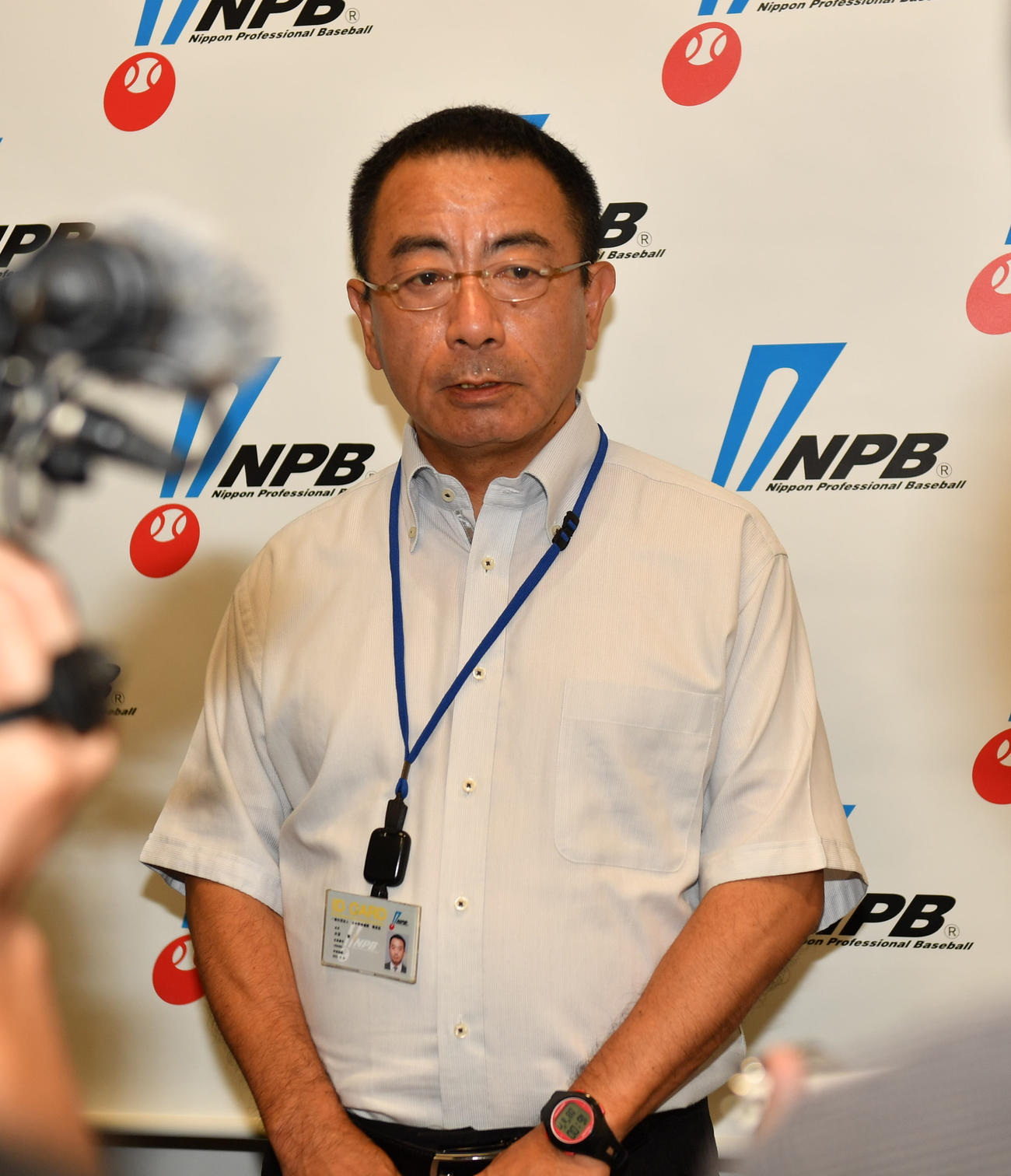 NPBの井原事務局長（2019年8月17日撮影）