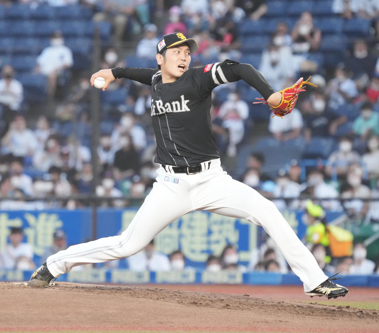 ロッテ対ソフトバンク　ソフトバンク先発の石川（撮影・小沢裕）