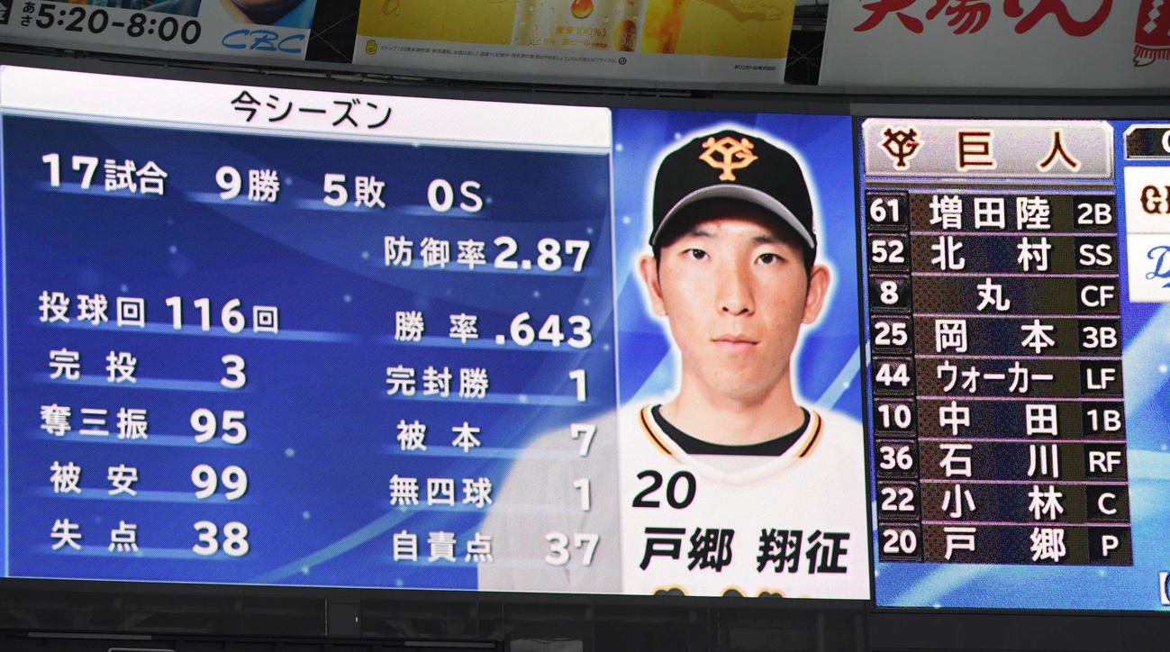 中日対巨人　巨人の先発メンバー（撮影・たえ見朱実）