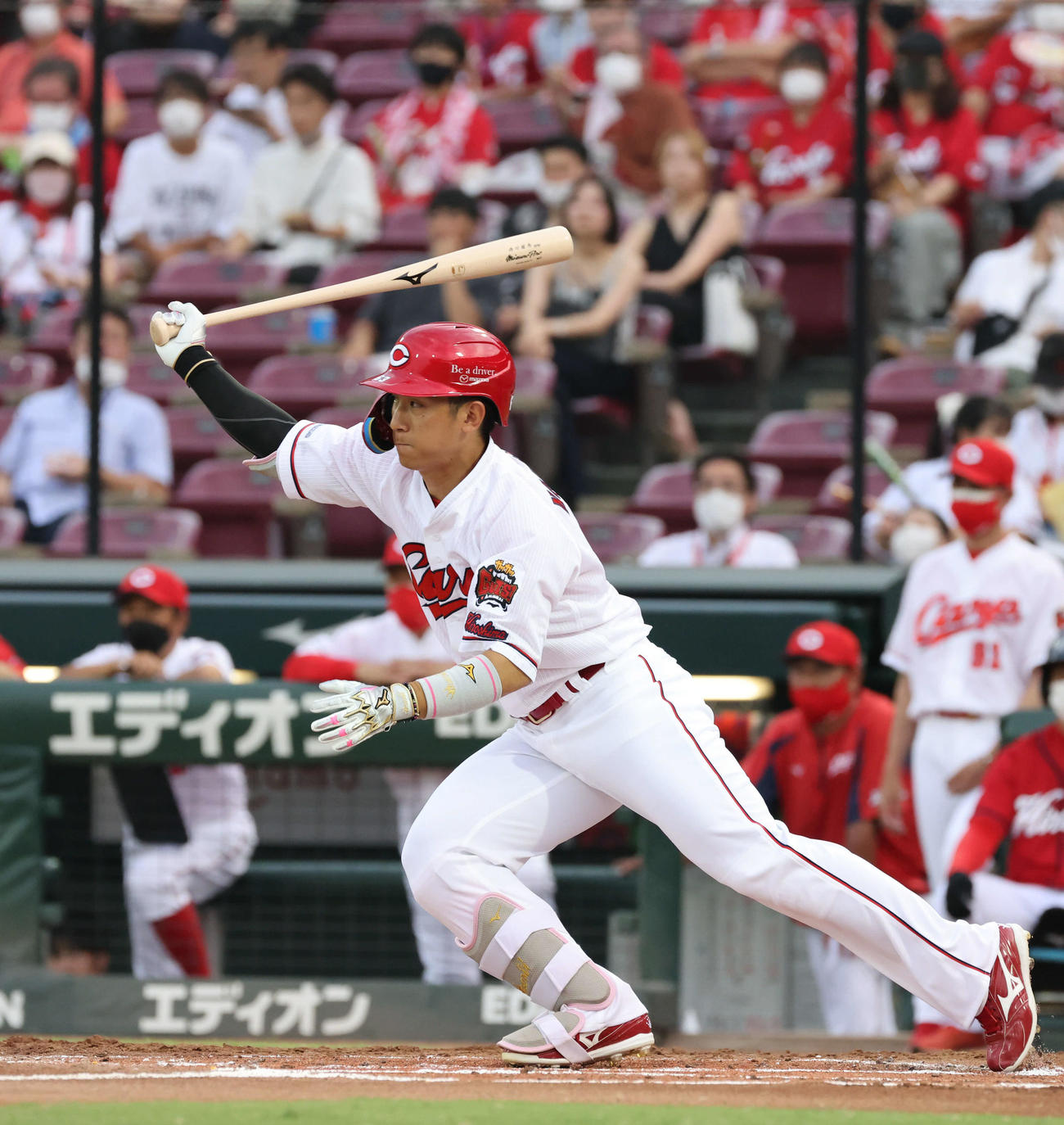 広島対ヤクルト　1回裏広島1死一,二塁、西川は右前先制適時打を放つ（撮影・加藤孝規）