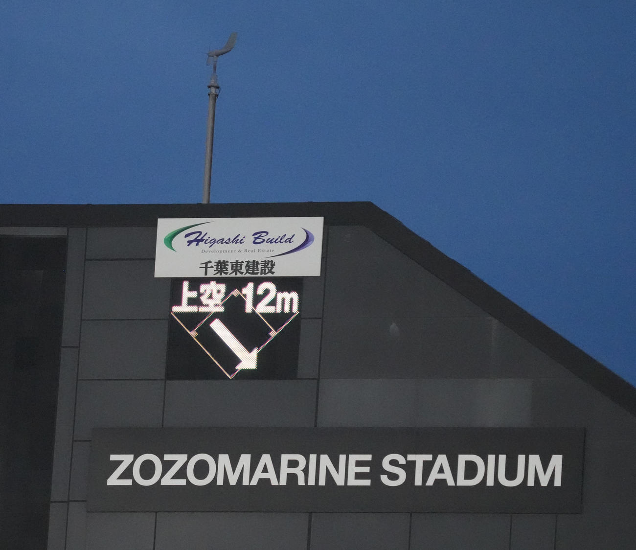 ロッテ対日本ハム　風速12メートルの強風が吹いたZOZOマリンスタジアム（撮影・小沢裕）