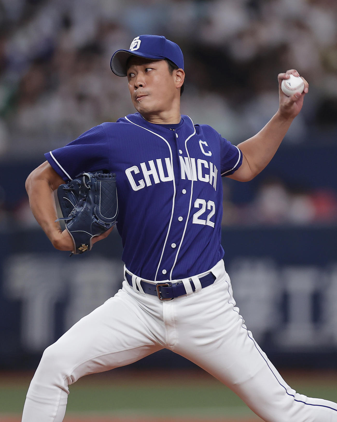 阪神対中日　力投する中日先発の大野雄（撮影・前田充）
