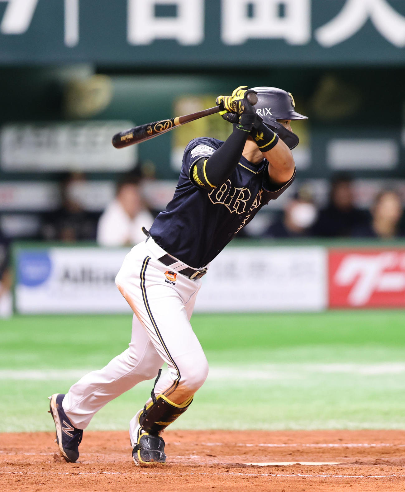 ソフトバンク対オリックス　4回表オリックス1死、宗佑磨は中前安打を放つ（撮影・梅根麻紀）
