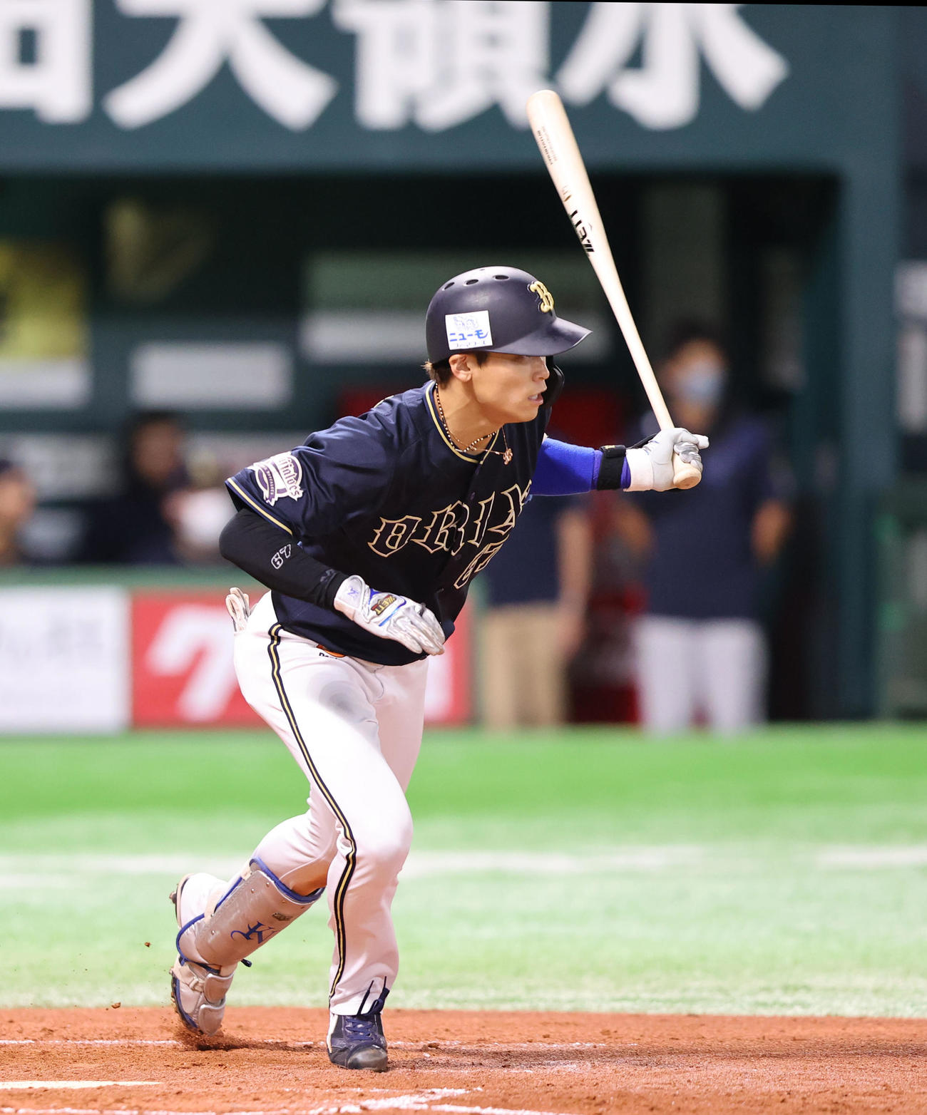 ソフトバンク対オリックス　4回表オリックス1死二、三塁、中川圭太は中前適時打を放つ（撮影・梅根麻紀）