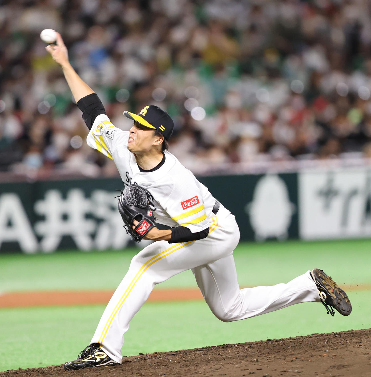 6回に登板した田中正義（撮影・梅根麻紀）
