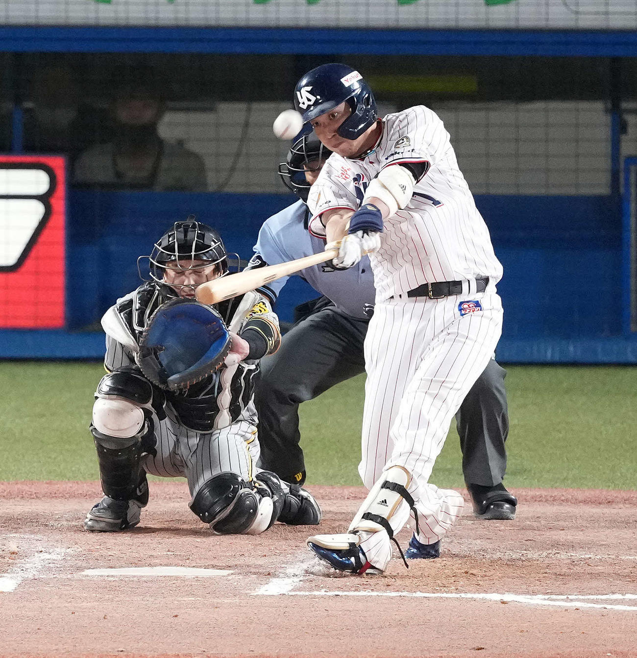 ヤクルト対阪神　8回裏ヤクルト2死、左越えソロ本塁打を放つ山田（撮影・鈴木みどり）