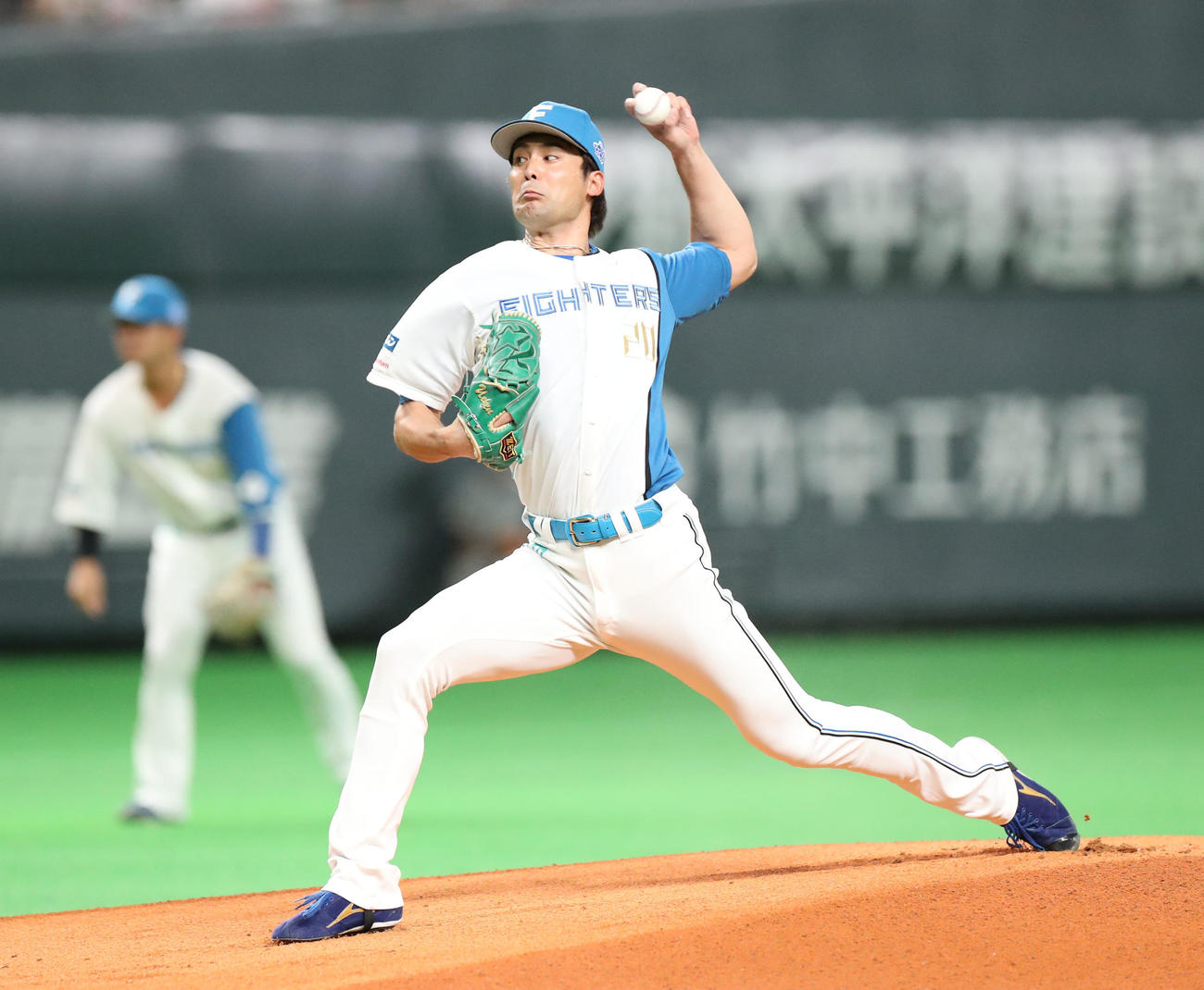 日本ハム対楽天　日本ハム先発の上原（撮影・佐藤翔太）