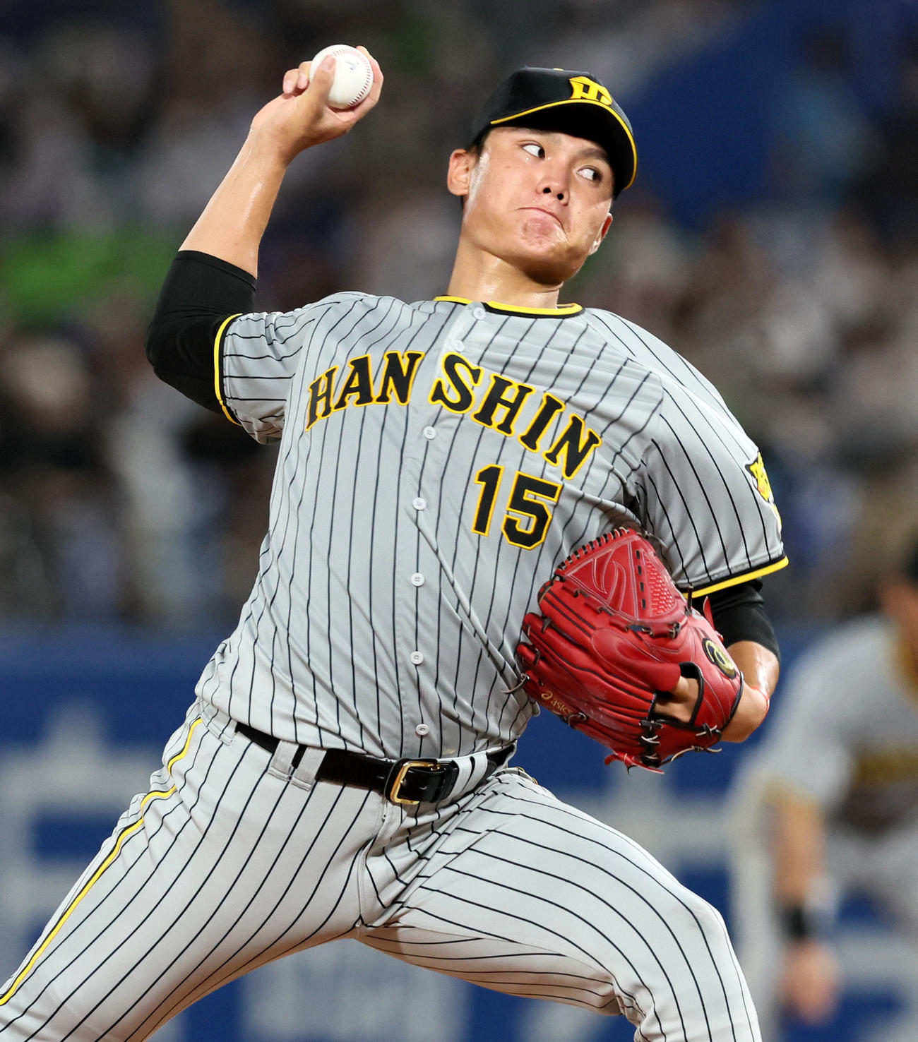 ヤクルト対阪神　5回を2失点に抑えた西純（撮影・加藤哉）