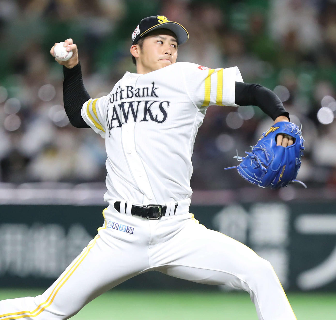 ソフトバンク対日本ハム　ソフトバンク先発の板東は6回途中を無失点に抑える（撮影・屋方直哉）