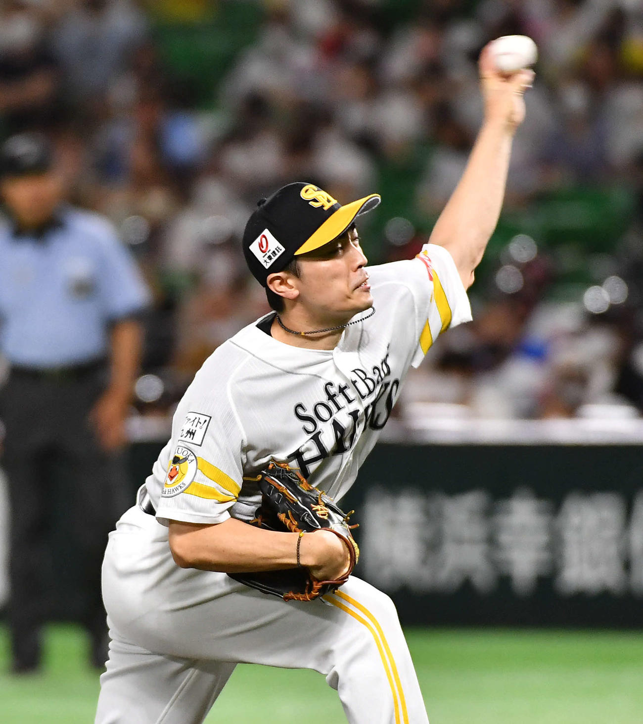 ソフトバンク対日本ハム　ソフトバンク先発の和田（撮影・岩下翔太）