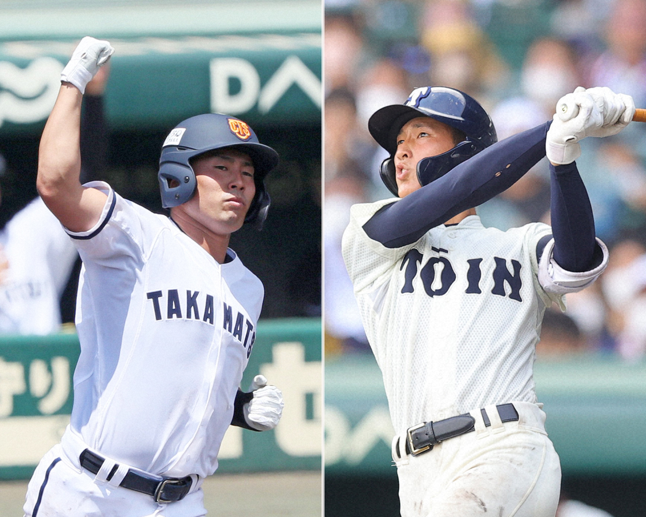 高松商・浅野翔吾（左）と大阪桐蔭・松尾汐恩