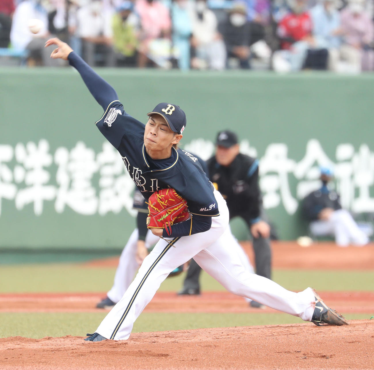 日本ハム対オリックス　オリックス先発の山岡（撮影・佐藤翔太）