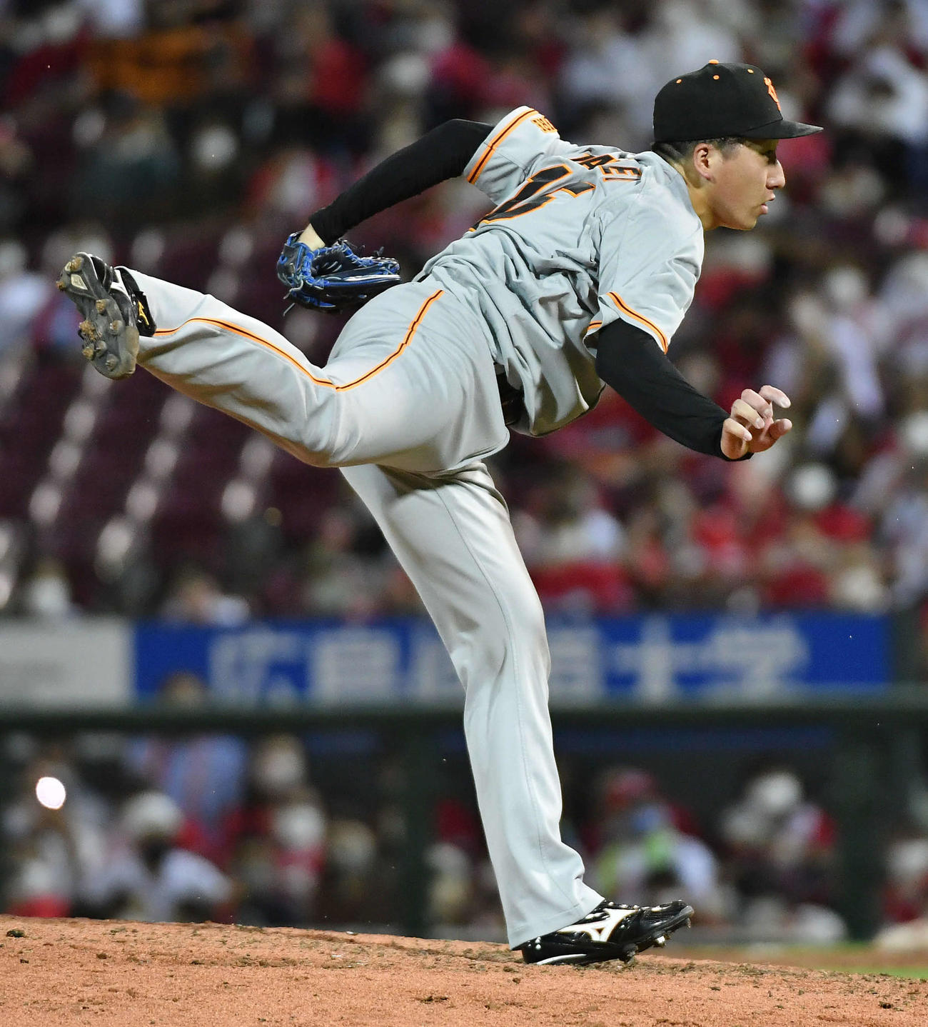 広島対巨人　9回裏から登板した、巨人5番手の大勢（撮影・岩下翔太）
