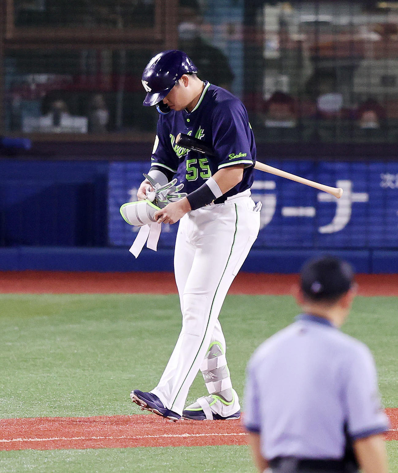 DeNA対ヤクルト　3回表ヤクルト1死二塁、村上は申告敬遠（撮影・鈴木正人）