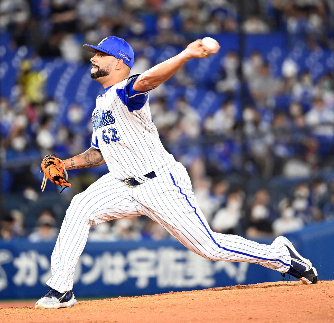 DeNA対中日　8回からマウンドに上がったDeNAエスコバー（撮影・たえ見朱実）