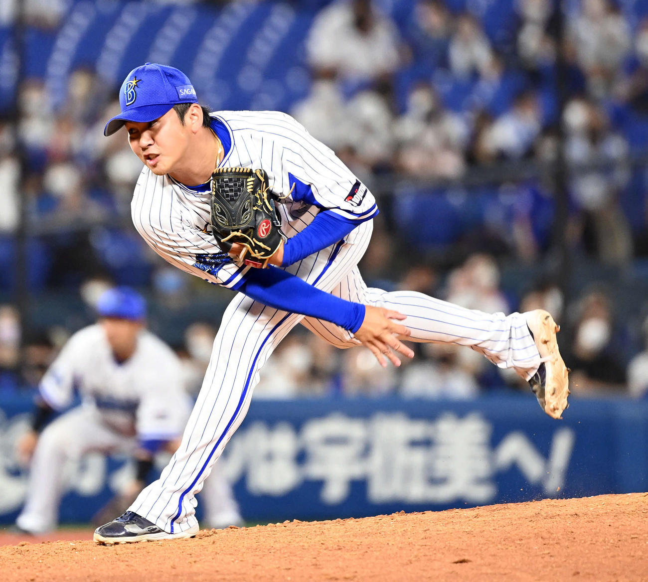 DeNA対中日　9回からマウンドに上がったDeNA山崎（撮影・たえ見朱実）