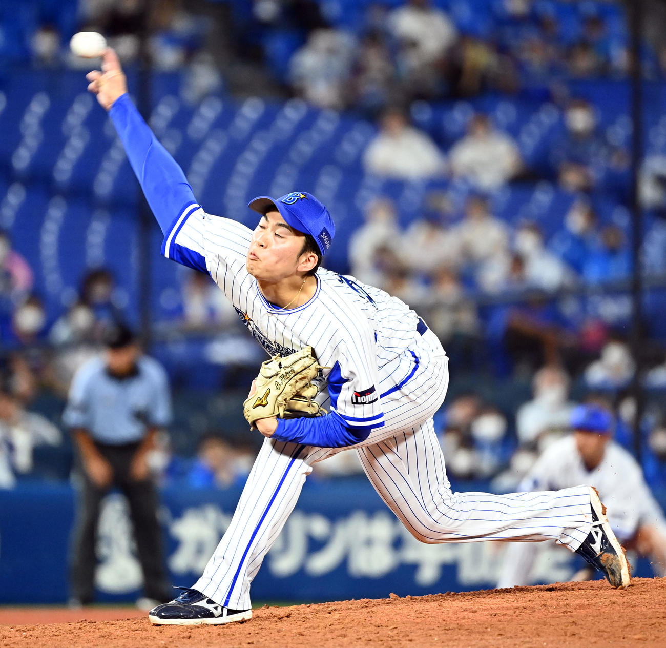 DeNA対中日　7回からマウンドに上がったDeNA入江（撮影・たえ見朱実）